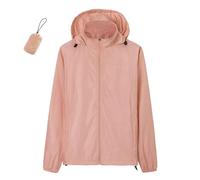 Jacket Women Rain Jacket All Season Solid Color Packable Lightweight Windproof Hooded Rainwear for Outdoor Travel Hiking Cycling, Light pink, 3XL