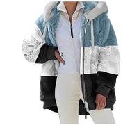 Jacket Women's Long Hoodie Zip Coat Ladies Fleece Lined Windbreak Jacket with Plush Hood Sweatshirt Shearling Warm Cardigan Outdoor Hiking Overcoat (White, XXXXXL)