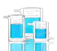 Jacketed Reaction Beaker Double Layer Jacketed Glass Beaker Borosilicate Glass Graduated Beaker Flat-Bottom Double-Layer Lab Reaction Beaker Lab Chemistry Jacketed Vessel (50ml)