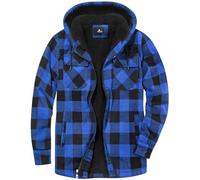 JACKETOWN Men's Fleece Jackets Checked Flannel Shirt Long Sleeve Casual Work Plaid Shirt Full Zip Up Warm Hoodie WinterJacke Outwear Lined Padded Lumberjack Checked