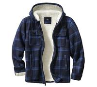 JACKETOWN Men's Hoodies Flannel Jacket Windproof Thick Warm Coat Plaid Shirt Fleece for Man Sweatshirt Lined with Zipper Hooded Pockets