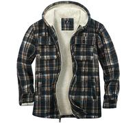 JACKETOWN Men's Hoodies Flannel Jacket Windproof Thick Warm Coat Plaid Shirt Fleece for Man Sweatshirt Lined with Zipper Hooded Pockets