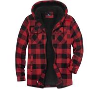 JACKETOWN Men's Hoodies Flannel Jacket Windproof Thick Warm Coat Plaid Shirt Fleece for Man Sweatshirt Lined with Zipper Hooded Pockets