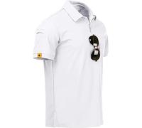 JACKETOWN Mens Polo Shirt Short Sleeve Breathable Tennis Shirt Summer Polo Shirts for Men Button Front T-Shirts Casual Sport Shirt Basic Regular-Fit Shirt 012-white