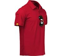 JACKETOWN Mens Polo Shirt Short Sleeve Breathable Tennis Shirt Summer Polo Shirts for Men Button Front T-Shirts Casual Sport Shirt Basic Regular-Fit Shirt, 012-red
