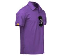 JACKETOWN Men's Polo Shirt Short Sleeve Breathable Tennis Summer T-Shirt Button Front Casual Sport Golf Regular-Fit (Purple-3XL)
