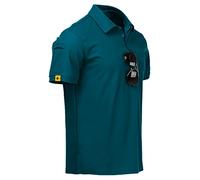 JACKETOWN Men's Polo Shirt - Short Sleeve Breathable Tennis T-Shirt - Summer Casual Sport Shirt - Button Front Polo - Regular-Fit Golf Shirt (Dark Turquoise Blue-M)