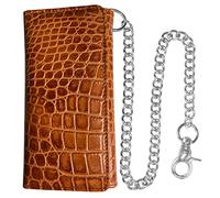 Jackets 4 Bikes HERITAGE Men’s Motorcycle Chain Wallet - Premium Cowhide Leather RFID Tri-Fold Biker Wallet with Heavy Duty Chain, Long Credit Card & Cash Organizer for Truckers Hunters, Crocodile