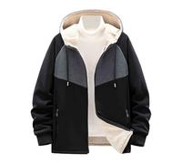 Jackets Bomber jacket men Smart Autumn jackets for Men UK Padded Thickened Sweater Lamb Wool Fall And Winter Leisure Hooded Cardigan Top Loose Large Size Warm Jacket Coats (Dark Blue, XXXXXXXXL)