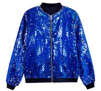 Jackets for Men Men‘s Sequin Jacket for Men's Zip Up Long Sleeves Party Disco Sparkly Jacket (Blue, M)
