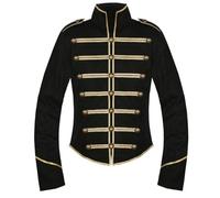 Jackets for Men Steampunk Hussar Napoleon Military Drummer Parade Jacket Rock Goth Officer Cardigan Music Festival Parade of the Drummer Music Festival Jacket Stand-Up Collar Coat Outwear, T1 Black