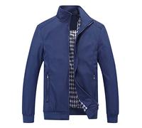 Jackets for Men UK Adults Unisex Summer Bomber Jackets Smart Casual Lightweight Windbreaker Baseball Sports Jacket Vintage Classic Cargo Outwear with Zip Pockets Coat Top Dark Blue