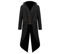 Jackets For Men Uk Men Slim Medieval Gothic Tailcoat Jacket Punk Halloween Cosplay Costume Tuxedo Coat With Gold Edge Elegant Party Outwear Summer Jacket Black Hiking Party (A-Black, S)