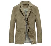 Jackets for Men UK, Mens Blazer Button Down Suit Jackets Plain Long Sleeve Collared Casual Regular Fit Jackets Vintage Solid Color Blazers Office Work Jackets Coats with Pocket Khaki