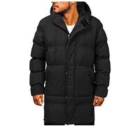 Jackets for Men Uk Mens Winter Coats Jacket Warm Zipper Down Quilted Coat Long Waterproof Men's Outdoor Padded Puffer Lightweight Bomber Thermal Loose with Pocekts Sleeve and Longline,7XL,Black
