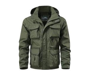 Jackets For Men Uk Multi Pockets Versatile Cargo Jacket Full-Zip Hooded Windbreaker Mesh Lined Breathable Outerwear Solid Color Regular Fit Sweatshirt Oversized Autumn Winter Coats M-5Xl