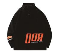 Jackets for Men UK - Two Open Shaker Fleece Sweater Turtleneck Autumn And Winter Solid Color Pullover Letter Sweater (Black, L)