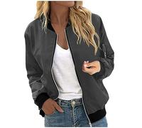 Jackets for Women Uk Full Zipper Long Sleeve Bomber Jacket Women Casual Trendy Varsity Baseball Coat Street Lightweight Flight Jackets Laides Windbreaker Winter Coats Cardigan Outwear with Pockets