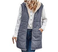jackets for women uk Gilet Womens Quilted Zipper Sleeveless Waistcoat Pocket Lightweight Jackets Padded Casual Vests Coat Ladies Fasion Outdoor Hiking Sports Warm Outfits Fall Winter Gray XXL