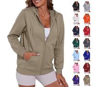 Jackets For Women UK Ladies Fleece Jackets Lightweight Oversized Zip Up Hoodie Women Casual Fall Winter Sweatshirts With Pockets Warm Sweaters Coats Basic Cardigan Coat Tops Fall Winter Outfits
