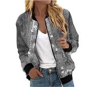 Jackets for Women UK Ladies Girls Bomber Jacket Fall Lightweight Zip Up Cropped Coats Trendy Windbreaker Military Outerwear Casual Quilted Jacket Overcoat Fall Winter Clothes Clearance Prom Wedding