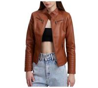 Jackets for Women Uk Waterproof Jackets, Gothic Jacket, Long-Sleeved Warm Windbreaker Overcoat Steampunk Biker Top Faux Leather Winter Lightweight Coat Outdoor Vintage Tops