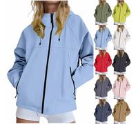 Jackets for Women UK Waterproof Rain Coat Softshell Windbreaker Ladies Raincoat Zip Up Jacket Functional Rain Coats Outdoor Hiking Activewear Breathable Sportswear Lightweight Raincoats