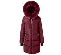 Jackets for Women Warm Mid Lenght Winter Puffer Coats Lightweight Waterproof Jackets With Faux Fur Hood Plus Size Trench Coat Long Sleeve Warm Padded Quilted Cotton Outwear Hiking Parka