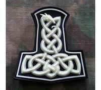 Jackets To Go JTG Dragon Thor's Hammer Patch, GID (Glow in The Dark) 3D PVC Viking Valhalla