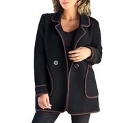 Jackets Women Plus Size Women's Tweed Jacket Coat with Pockets Turn Down Collar Slim Fit Blazer Fall Winter Womens Coat Casual Design Women's Cardigan Fashion Wool Coat Ladies Casual Plus Size Black