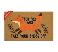 Jackey&Smith Welcome Mat for Fox Sake Take Your Shoes Off Door Mats for Home Entrance Funny Doormat 30X18 Inch, 6 mm Thick Non Slip Mat Rugs for Doorway Felt Fabric