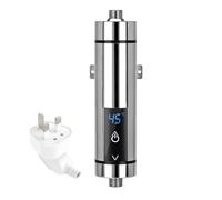 Jackfru Instant Electric Water Heater, 3500W Mini Electric Water Heater, Intelligent Instantaneous Water Heater Heater with Temperature Display for Bathroom Kitchen, UK Plug (Silver)