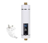 Jackfru Instant Electric Water Heater, 3500W Mini Electric Water Heater, Intelligent Instantaneous Water Heater Heater with Temperature Display for Bathroom Kitchen, UK Plug (White)
