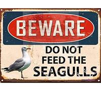 Jackgold Honey Beware Do Not Feed The Seagulls Retro Metal Sign Bar Pub Home Sign 12" x 8"