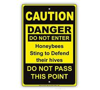 Jackgold Honey Caution Danger Do Not Enter Honeybees Sting to Defend Their Hives Do Not Pass This Point Wall Art 12x16