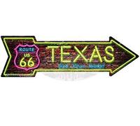 Jackgold Honey US 66 Texas Route Vintage Arrow Metal Sign Wall Decor 5x17