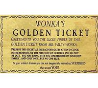 Jackgold Honey Willy Wonka Gold Ticket Charlie Chocolate Factory That Await You Tin Sign 8" x 12"