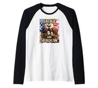 Jackie And Shadow Bald Eagle On US American Flag Raglan Baseball Tee
