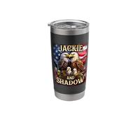 Jackie and Shadow Bald Eagle On US American Flag Stainless Steel Insulated Tumbler