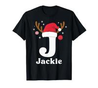 Jackie Reindeer Santa Hat Funny Family Matching PJs T-Shirt