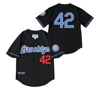 Jackie Robinson #42 Baseball Jersey - Embroidered Throwback with Legacy Patch, Stitched Letters Adult Sizes S-5XL, Black, 3XL