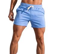 JackieLove Men's 3" Short Slim Fitted Gym Workout Sweat Running Exercise Athletic Lounge Shorts, Blue-2043, XX-Large