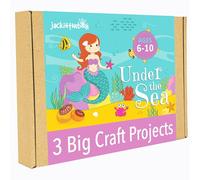 jackinthebox Cardboard Under The Sea Themed Craft Kit | Includes Beautiful Felt Mermaid Sewing Kit | 3 Different Crafts-in-1 | Best Gift Girls Ages 6 to 10 Years (3-in-1, Multicolor)