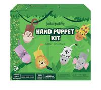 jackinthebox Hand Puppet Making Kit - 6 Safari Animals Felt Puppet Craft Kit for Kids, Creative DIY Arts & Crafts Kit Make Your Own Puppets, Storytelling Role Play, Great Craft Gifts for Kids Ages 4-8
