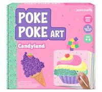 jackinthebox Poke Poke Art - Candyland Theme Elements Like Cupcake, Candy, Ice Cream, Lollipop, Donut, Candyfloss, Mess-Free Sewing Art for Kids, Great Gift for Girls and Boys Ages 4 5 6 7 8