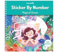 jackinthebox Sticker by Number Book Magical Ocean, 12 Scenes Puzzle Paint by Number Sticker Book + Coloring Pages, Toys for Kids, Gifts for Birthday, Arts & Crafts for Kids Age 7 8 9 10
