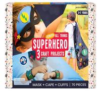 jackinthebox Superhero DIY Dress up Art and Craft Kit | Make a Cape, Mask and Cuffs | Best Gift for Boys Ages 5 6 7 8 Years | 3 Craft Projects in 1 Box