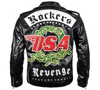 JackLets BSA Faith George Michael Rockers Revenge Black Faux Leather Jacket (UK, Alpha, M, Regular, Regular, BSA-Black-Faux Leather)