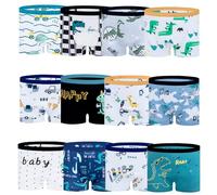 JackLoveBriefs Boys Boxer Shorts Cotton Dinosaur Polar Bear Pattern Boy Underwear 12 Pack, 9-11 Years, White, Size: XXL