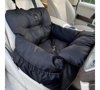 JACKO & CO - Premium Dog Car Seat Bed for Small & Medium Dogs up to 25lbs, Soft Travel Bed & Carrier Bag for Pets, Puppies, Cats Front or Back Seat, Machine Washable & Water Resistant (Black (1-25lbs)